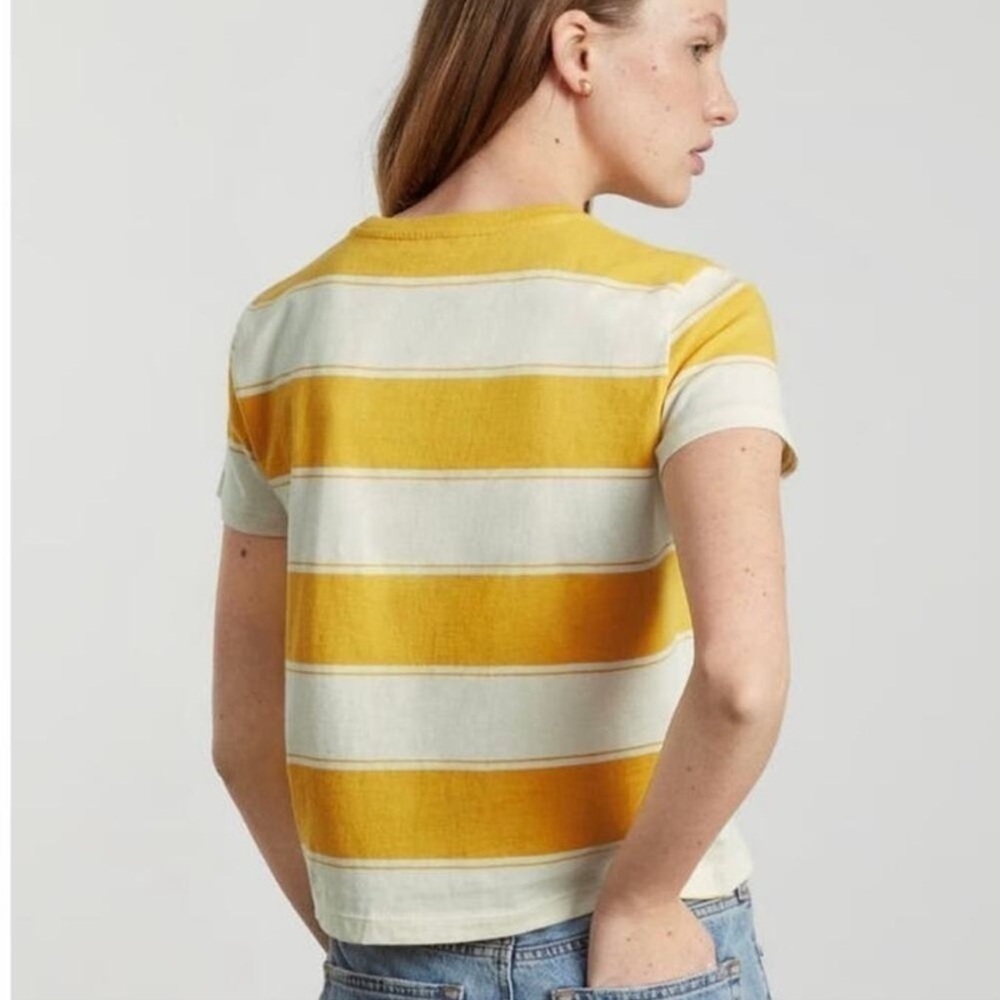 Everlane Organic Cotton Box-Cut Tee Yellow Stripe Sz. XXXL - Picture 3 of 11